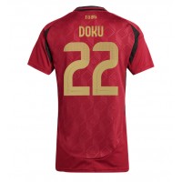 Camiseta Bélgica Jeremy Doku #22 Primera Equipación Replica Eurocopa 2024 para mujer mangas cortas